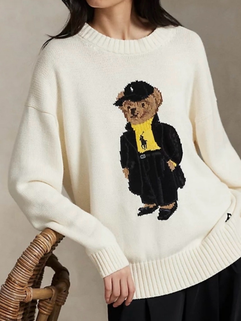 NWT Polo Ralph Lauren Polo Bear Cotton Crewneck Sweater - Cream XL
